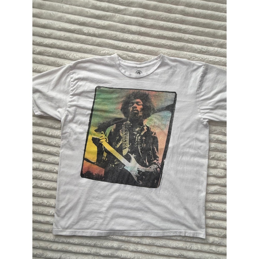 Jimi Hendrix Authentic Hendrix Graphic T Shirt Men's L White Guitar Rock